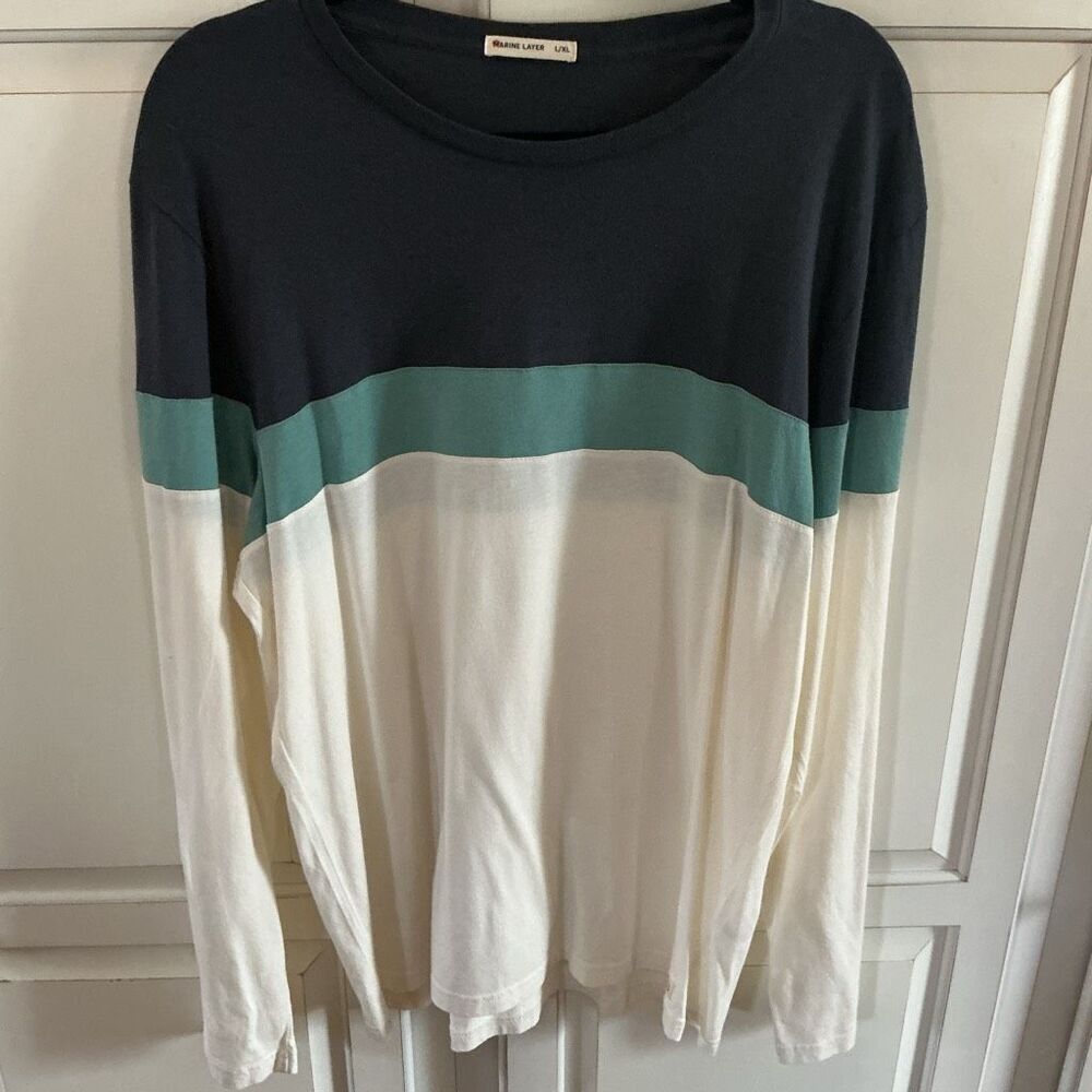 Marine Layer Mens Color Tone Crew Neck Shirt Sz L/XL Jacob Blue